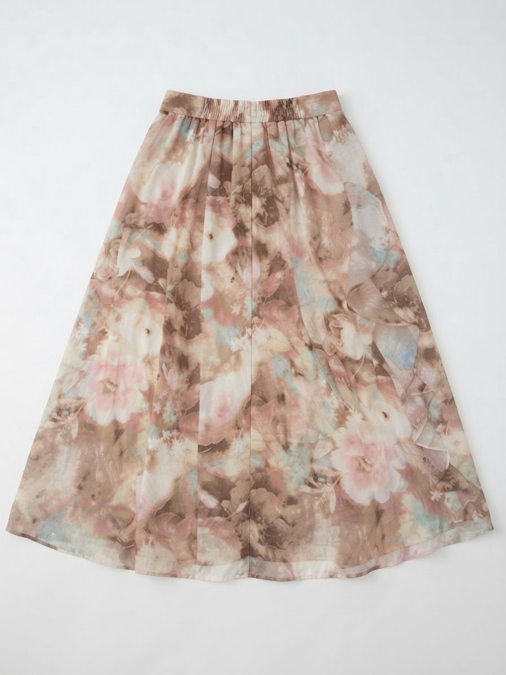 Alice Blue Neutral Watercolor Ruffle Maxi Skirt - Women - Picture 5 of 8